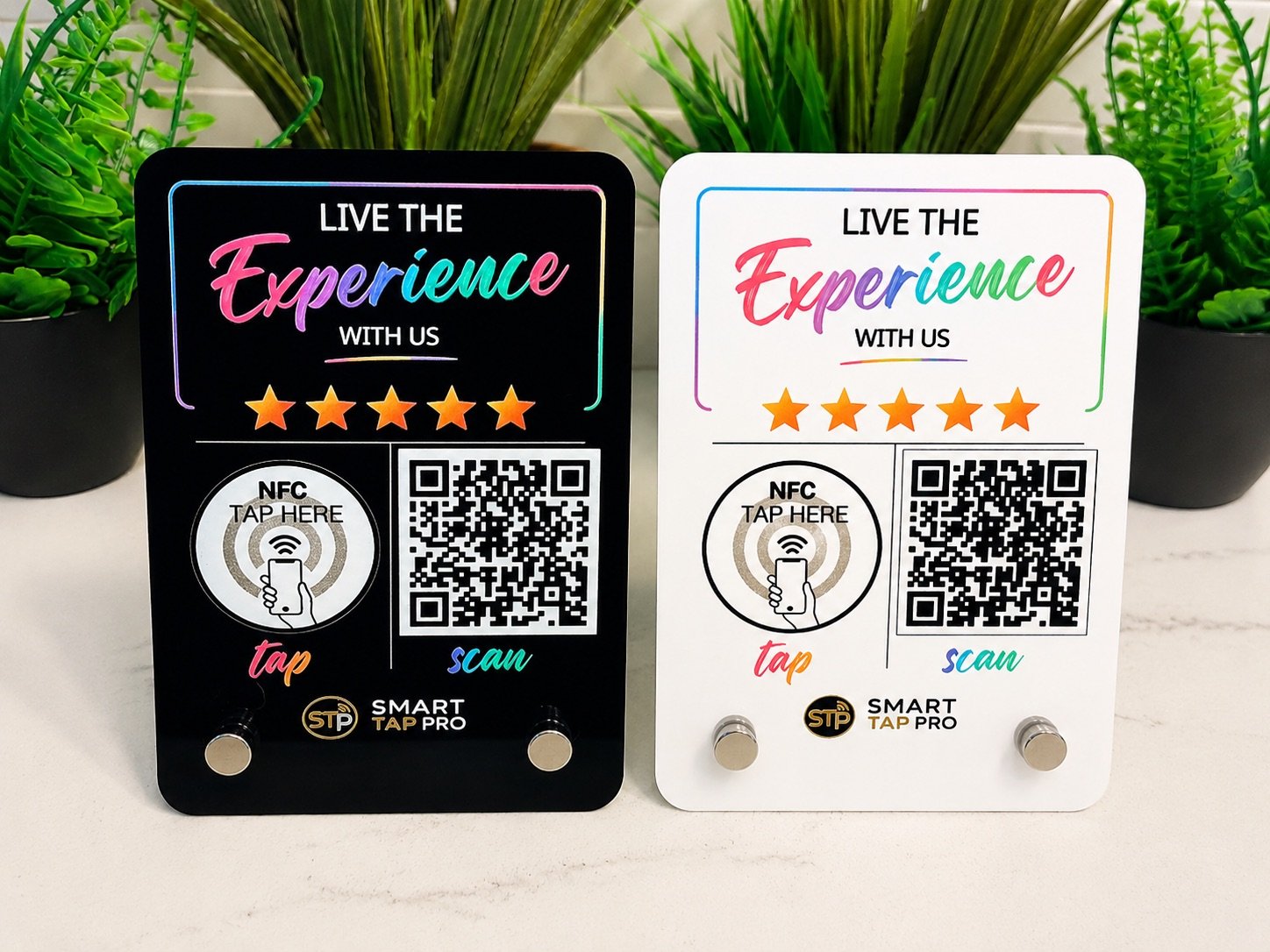 Smart Tap Pro NFC and QR Code signs